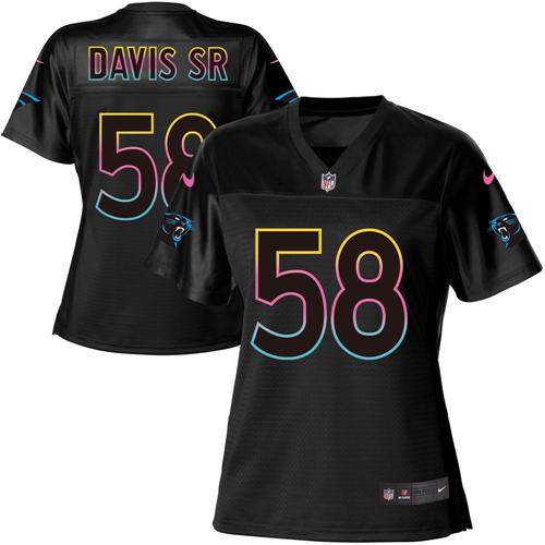 Nike Panthers #58 Thomas Davis Sr Black Women's NFL Fashion Game Jersey